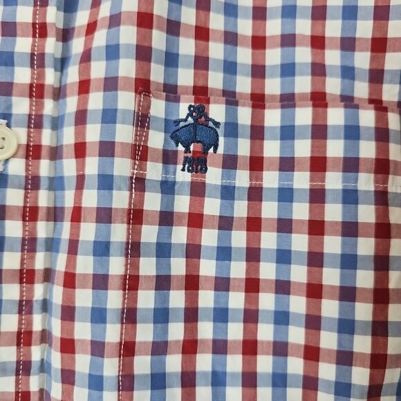 Brooks Brothers Red Fleece Shirt Mens Size M Red/Blue/White Plaid 100% Cotton - Picture 3 of 10